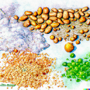Fertilizer Fundamentals: A close-up of granular fertilizer, displaying the various components essential for container garden success. 